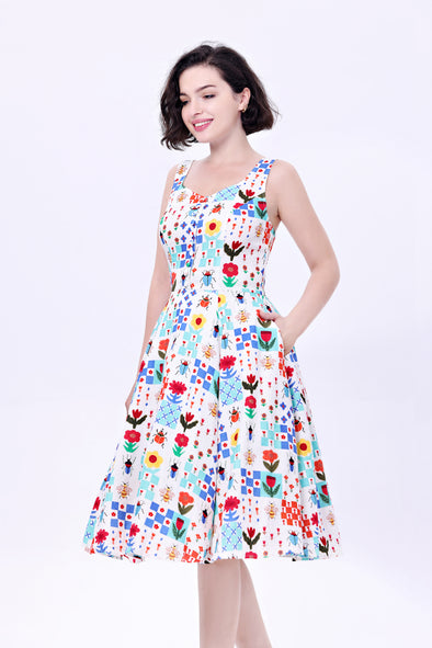 Insect & Floral Tile Dress