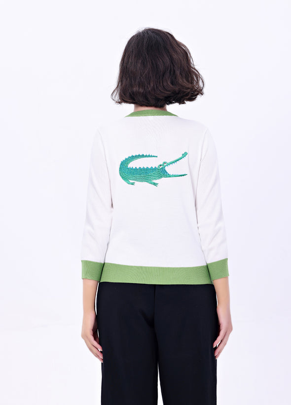 ALLIGATOR EMBROIDERED CARDIGAN