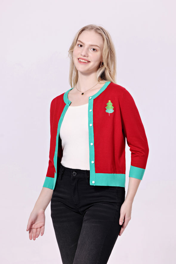 CHRISTMAS EMBROIDERED CARDIGAN