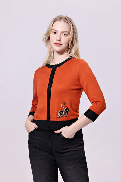 HALLOWEEN EMBROIDERED CARDIGAN