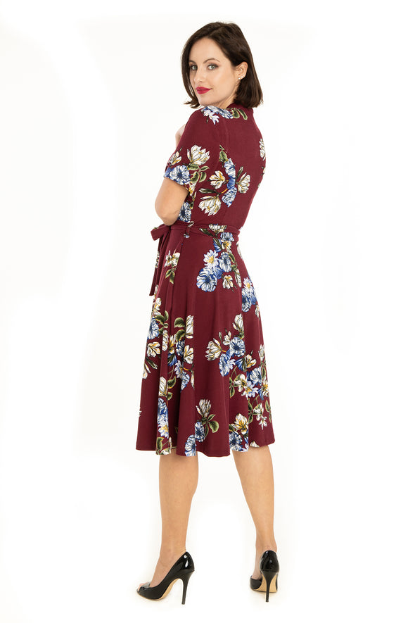 Maroon Floral Knit Dress