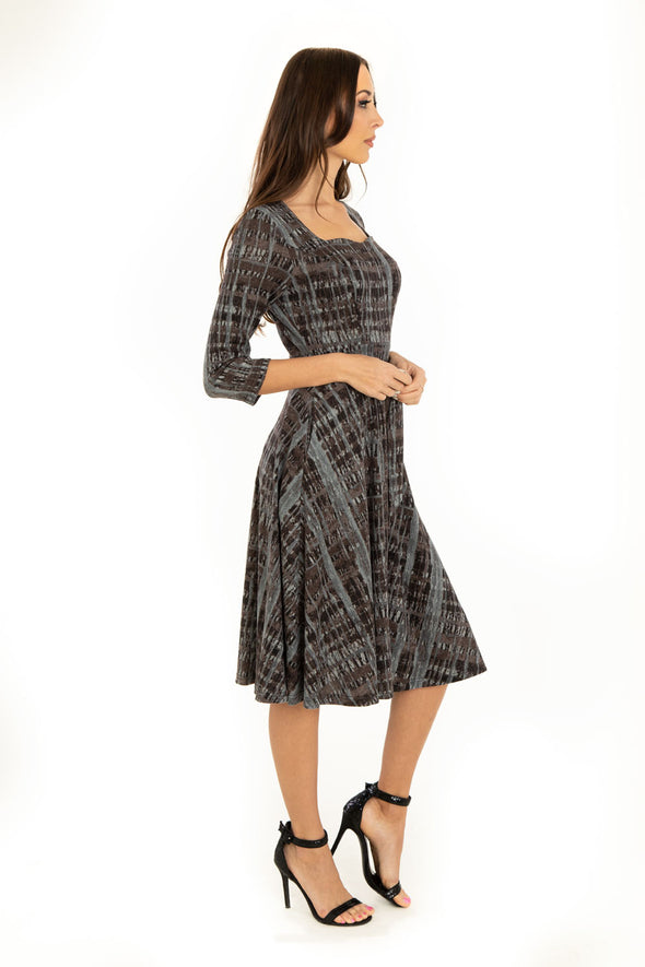 Abstract Stripes Gray Black Knit Dress
