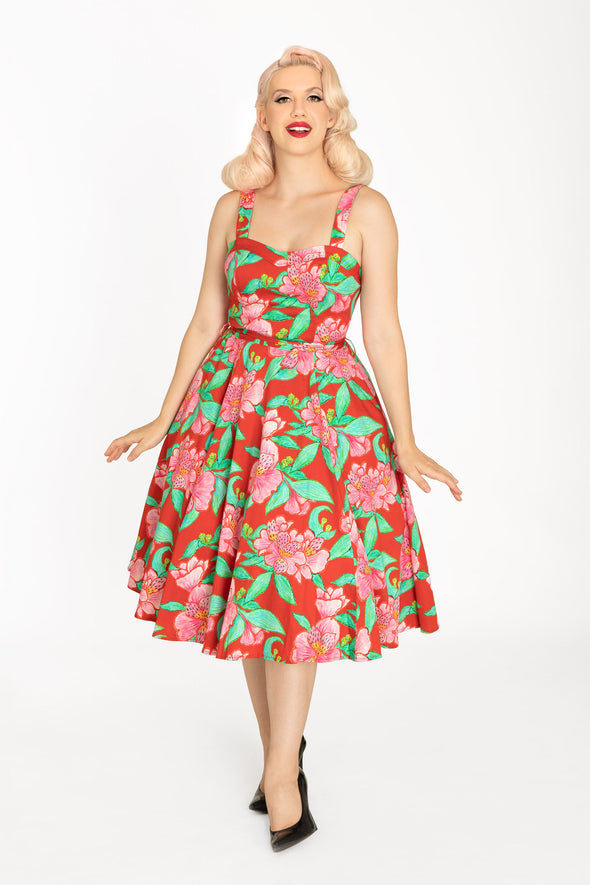 Pencil Flowers Red Dress