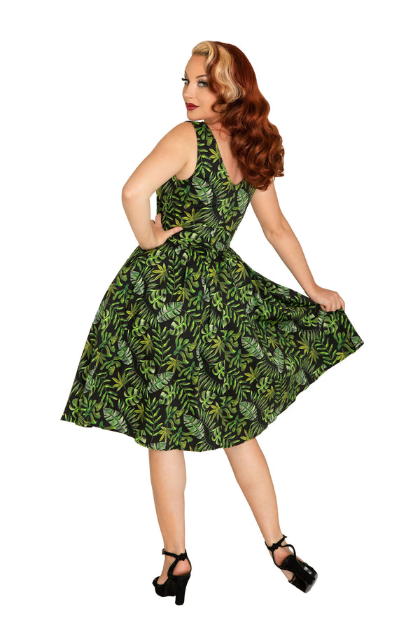 Ruby Tropical Leaves Dress