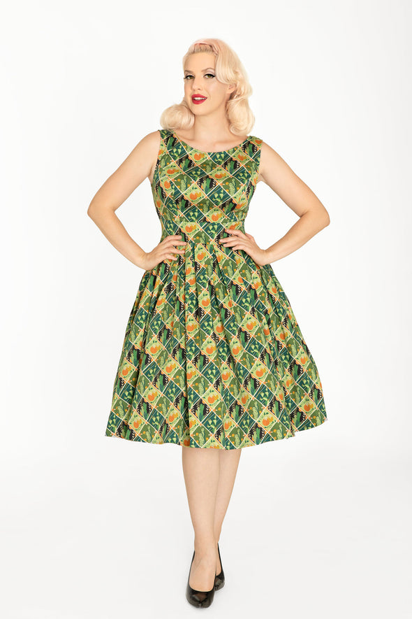 Ruby Cacti Panes Dress No Side Pockets
