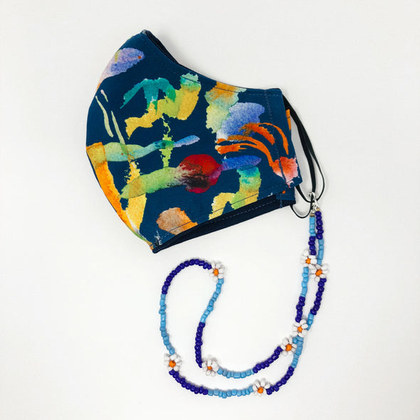 Abstract Watercolor Face Mask & Mask Chain Set