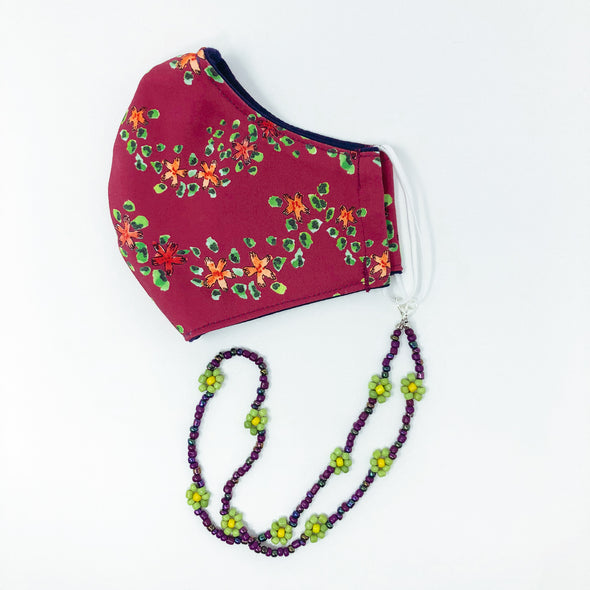 Fuchsia Flower Vines Face Mask & Mask Chain Set