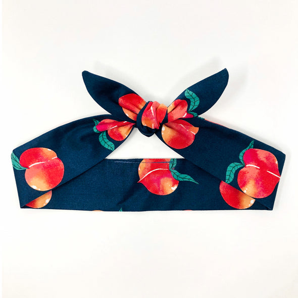Peach Navy - Tie Headband