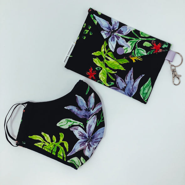 West Coast Floral- Face Mask & Pouch Set- Collaborated With Domennie's habitat