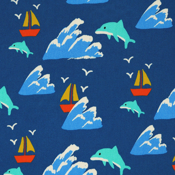 Dolphin & Sailing Boat Canadian Designer Fabric